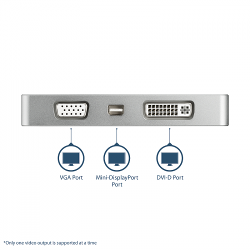 Image of Startech CDPVGDVHDMDP USB C Multiport Video Adapter - HDMI, VGA, Mini DisplayPort or DVI