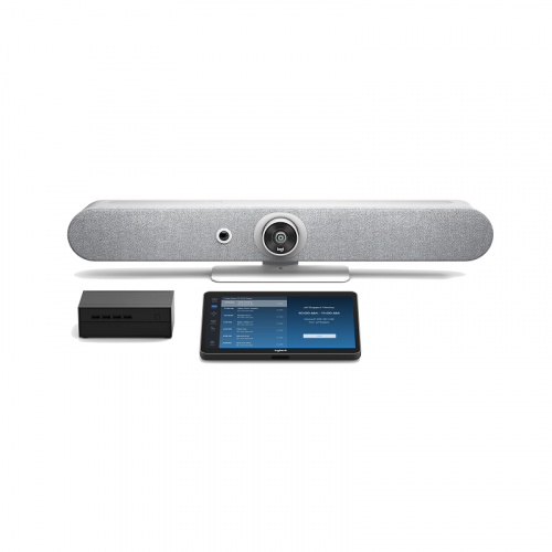 Logitech White Rally Bar Teams Room with TAP and Intel NUC - Medium Room