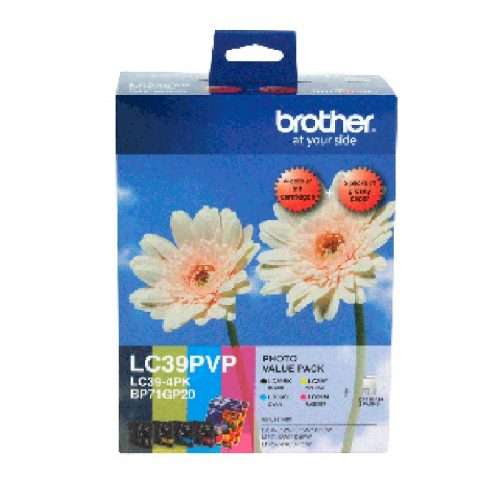 Brother Colour Ink Cartridge Pack With Photo Paper - LC39PVP
