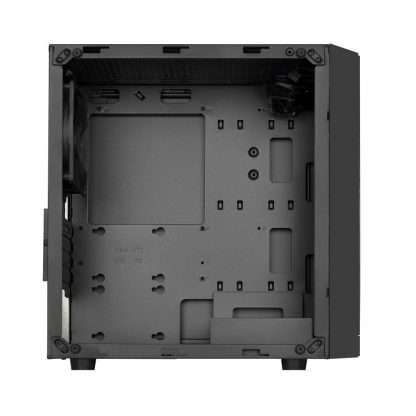 SilverStone mATX Mini Tower Case (Black) - PS15B-G Series, Tempered Glass Side Panel, Front I/O, PSU (PS15B-G)